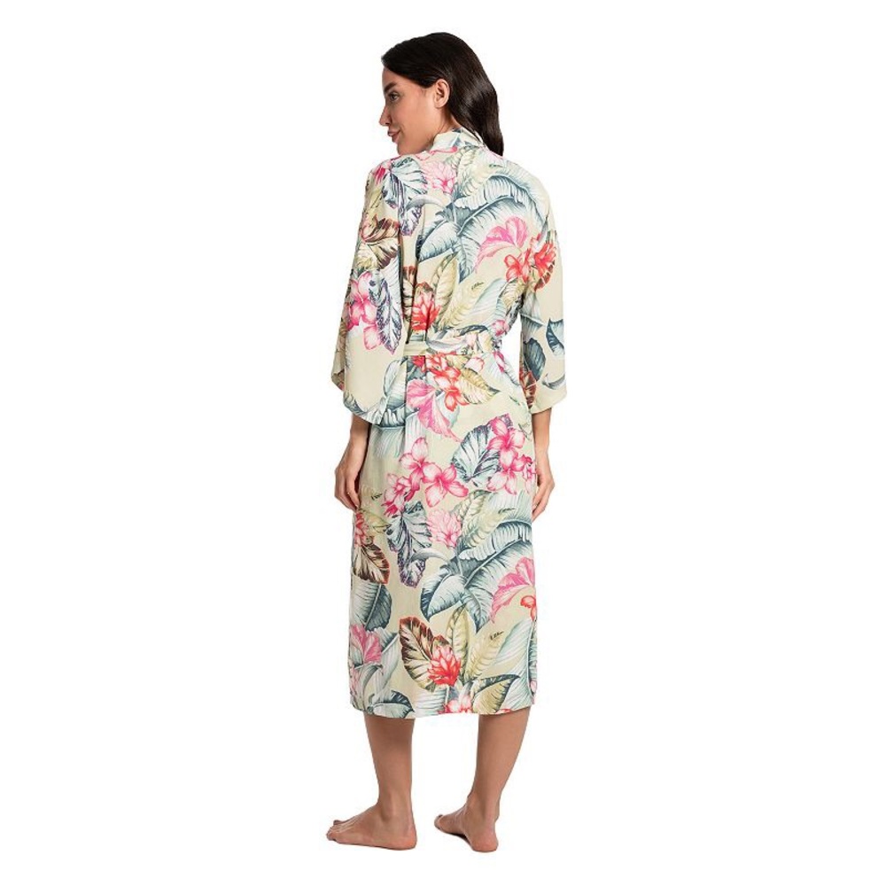 Lilac + London NEW Print Kimono Wrapper Robe Retro Botanical Women’s Plus 3X - Picture 11 of 15